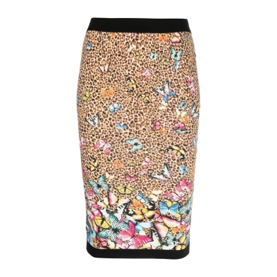 leopard-butterfly-print skirt