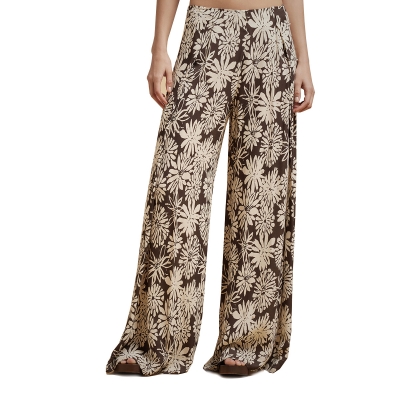printed and embroidered viscose pants