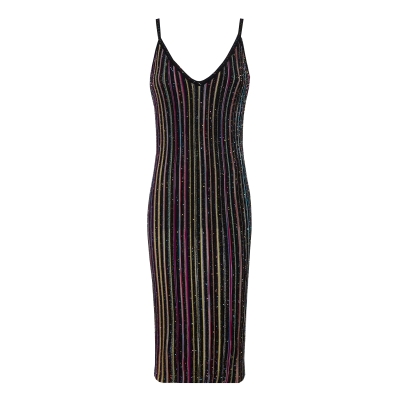 Striped fitted dress with sequins