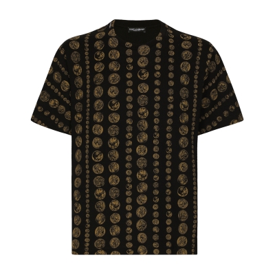 Cotton T-shirt with allover coin print
