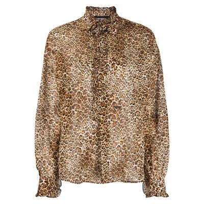 leopard-print cotton shirt