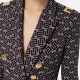 Double-breasted jacket in logo print crepe
