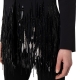 Crepe jacket with sequin fringes