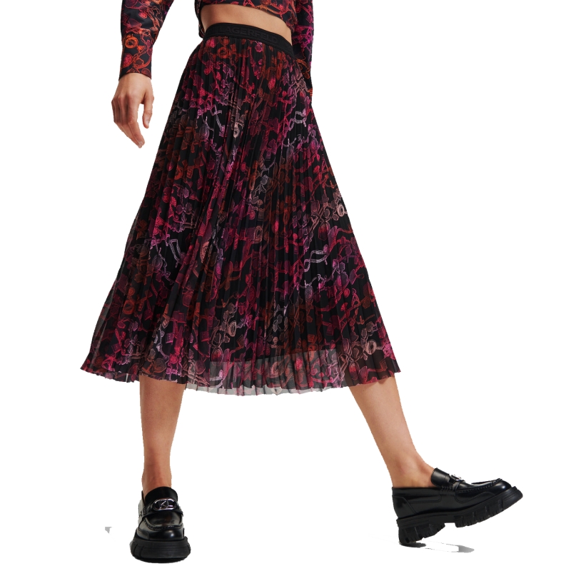 PLEATED SKIRT WITH CHAIN PRINT