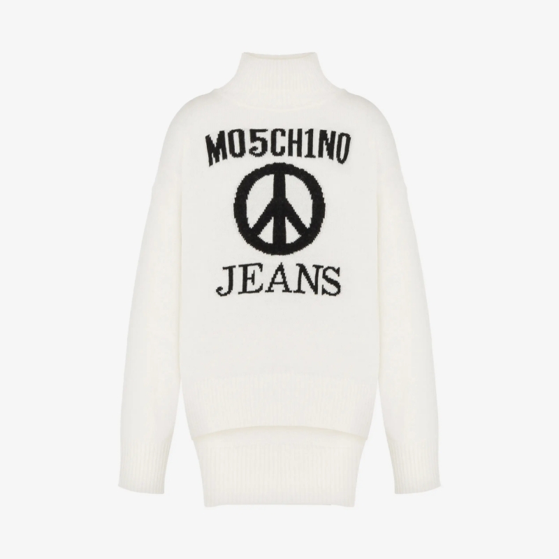 CASHMERE AND WOOL SWEATER PEACE SYMBOL LOGO