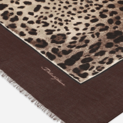 135X200 SCARF IN MODAL AND CASHMERE WITH LEOPARD PRINT