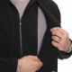 Blazer with bib and hood in canneté fabric