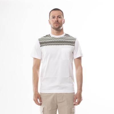 Cotton T-shirt with zig zag inserts