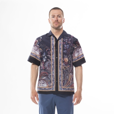 BOWLING SHIRT WITH FLORAL PAISLEY MOTIF